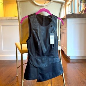 BCBG faux leather top